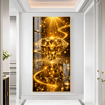 Golden Diamond Premium Acrylic Vertical Wall Art
