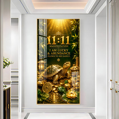 11:11 Manifestation Lucky Tortoise Premium Acrylic Vertical Wall Art