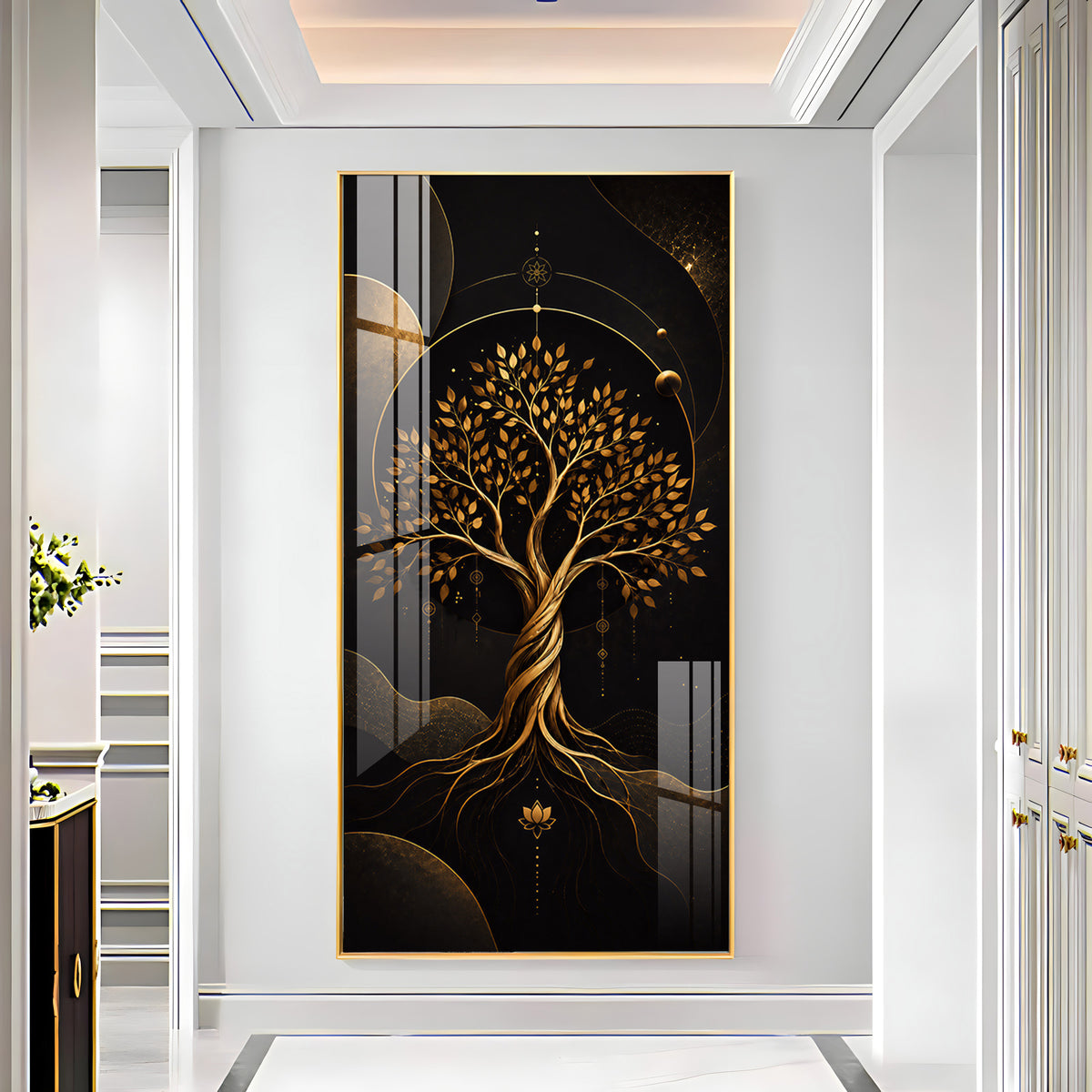 Modern Luxury Gold Tree Premium Acrylic Vertical Wall Art