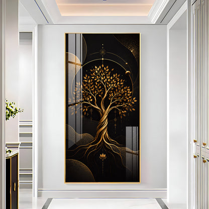 Modern Luxury Gold Tree Premium Acrylic Vertical Wall Art