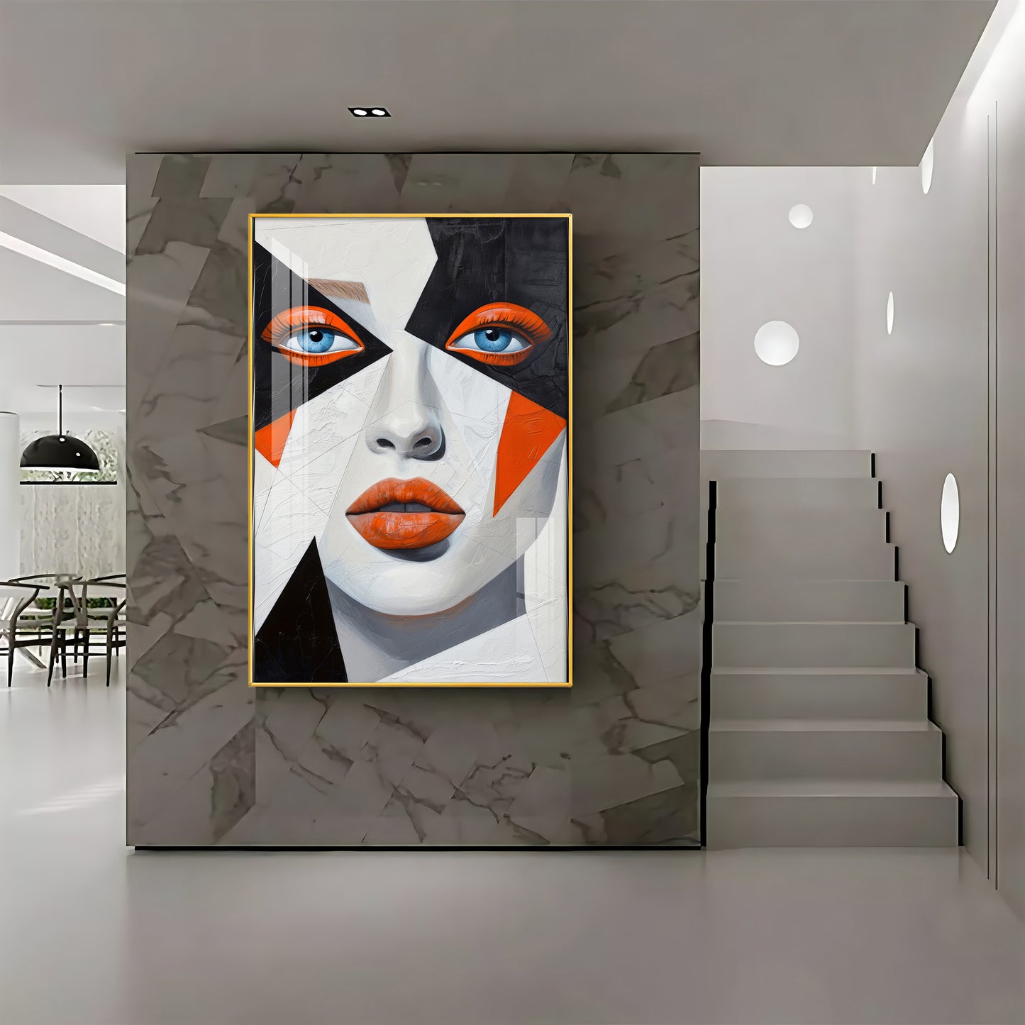 Woman With Orange Lips Premium Acrylic Vertical Wall Art