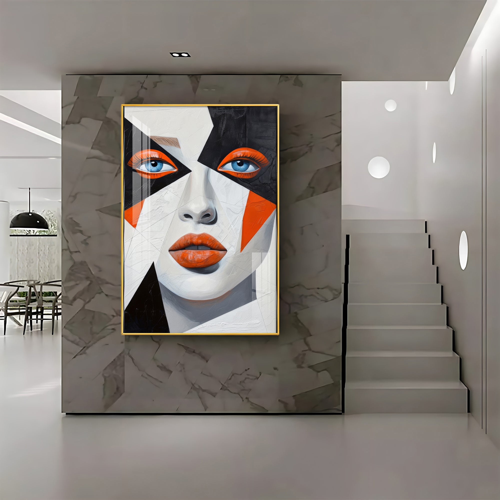 Woman With Orange Lips Premium Acrylic Vertical Wall Art