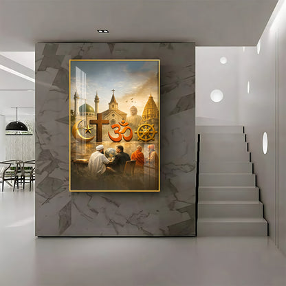 Religion Symbols Premium Acrylic Vertical Wall Art