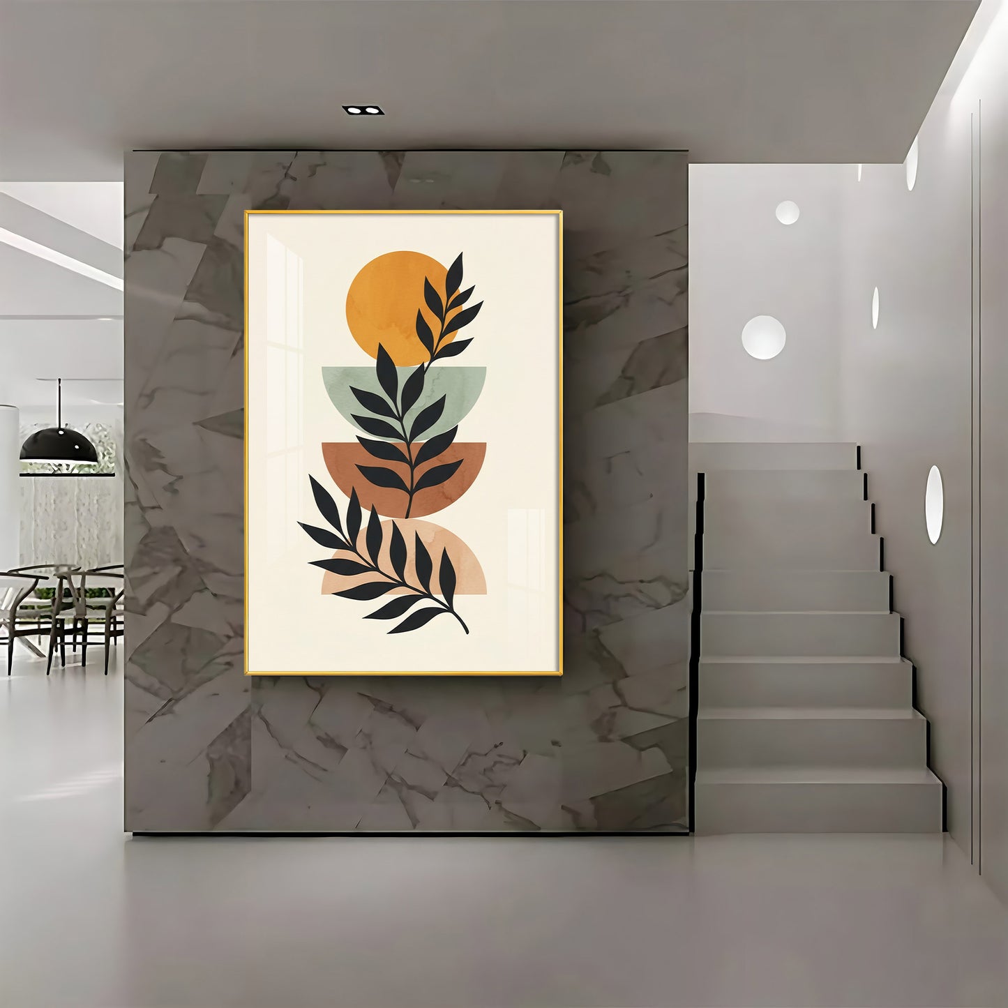 Stacked Bohemian Design With Leaf Premium Acrylic Vertical Wall Art