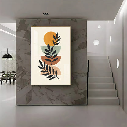 Stacked Bohemian Design With Leaf Premium Acrylic Vertical Wall Art