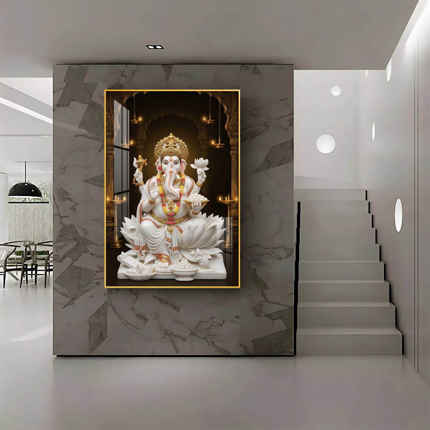 Divine Serenity Of Ganesh Ji Premium Acrylic Vertical Wall Art