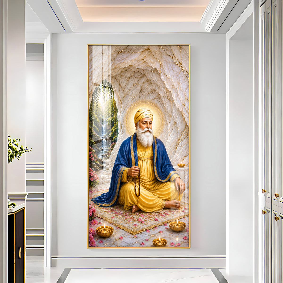Guru Nanak Dev Ji Meditating Premium Acrylic Vertical Wall Art