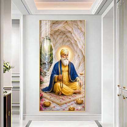 Guru Nanak Dev Ji Meditating Premium Acrylic Vertical Wall Art