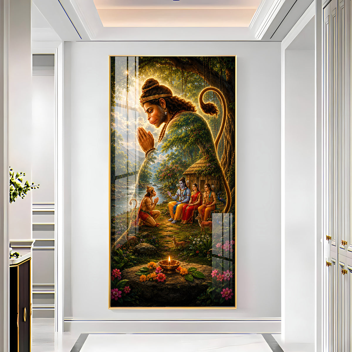 Lord Ram Sita Laxman With Hanuman Ji Premium Acrylic Vertical Wall Art