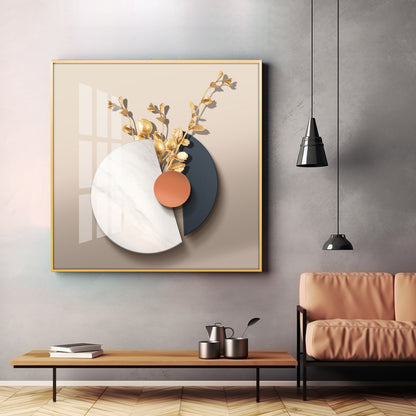 Gold-Toned Decorative Branches Premium Acrylic Square Wall Art