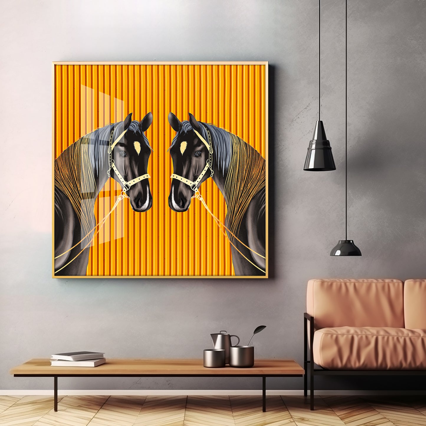 Couple Horse Premium Acrylic Square Wall Art