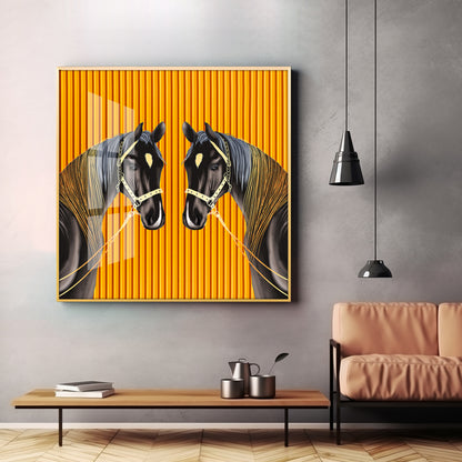 Couple Horse Premium Acrylic Square Wall Art