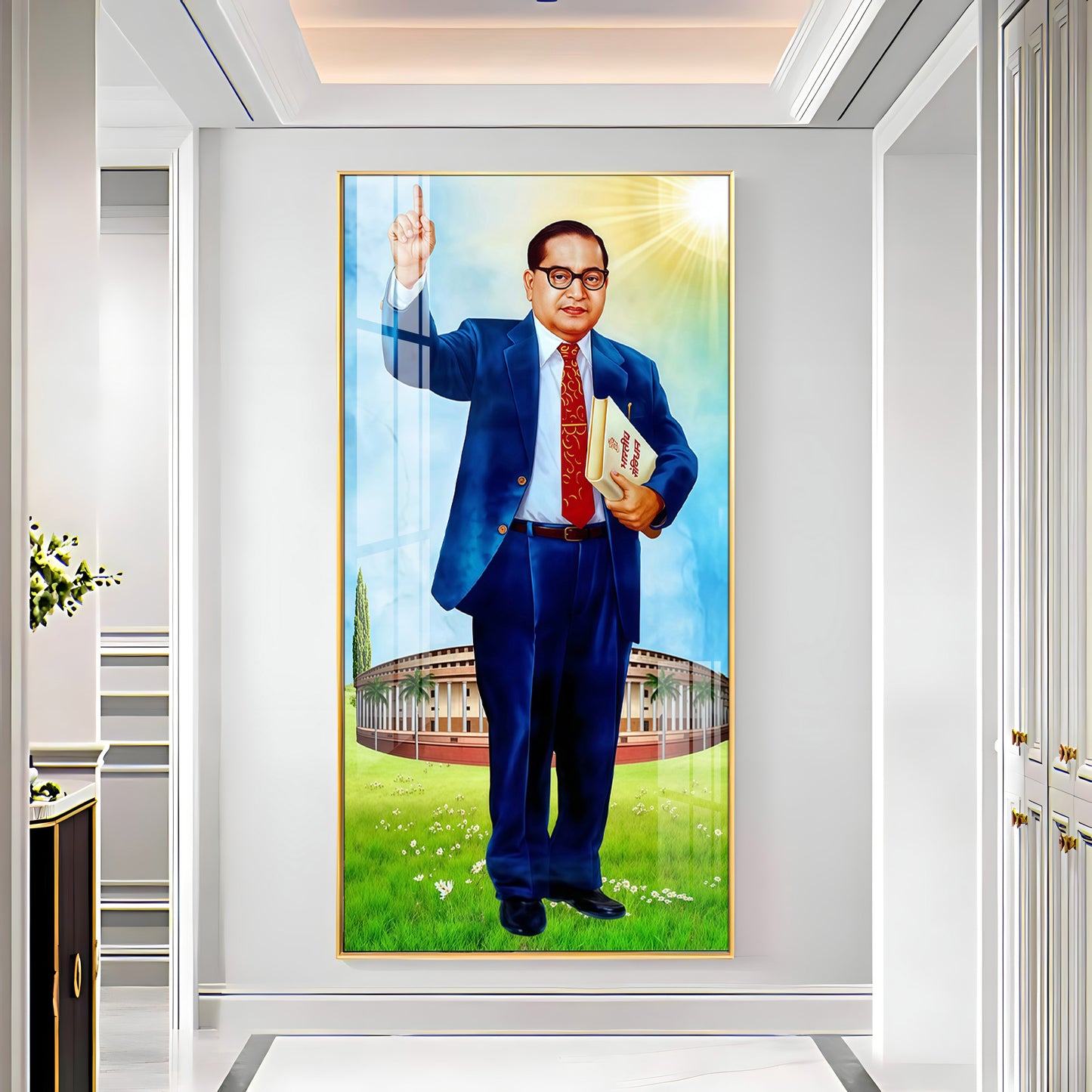 Dr. Bhimrao Ambedkar Holding Constitution Premium Acrylic Vertical Wall Art