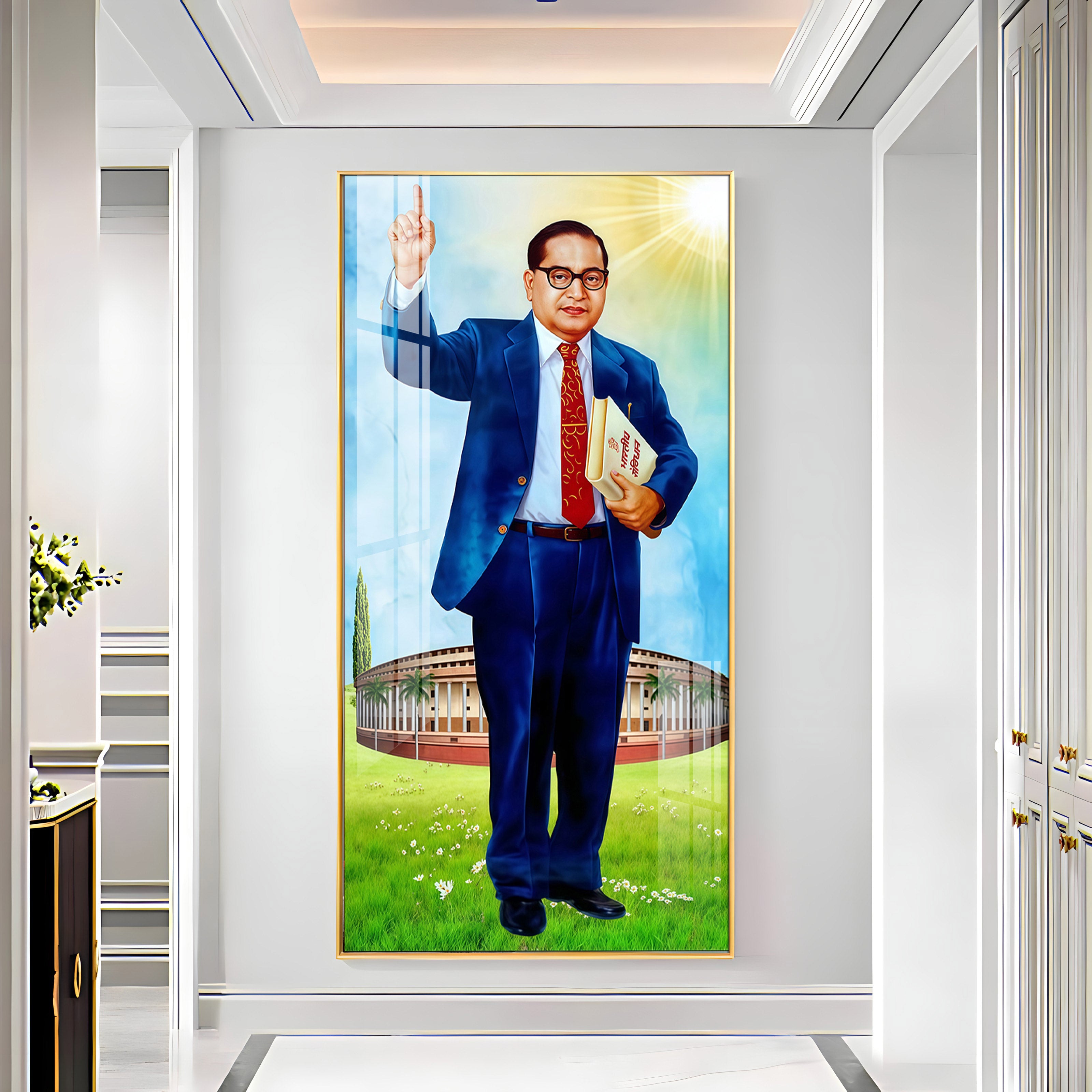 Dr. Bhimrao Ambedkar Holding Constitution Premium Acrylic Vertical Wall Art