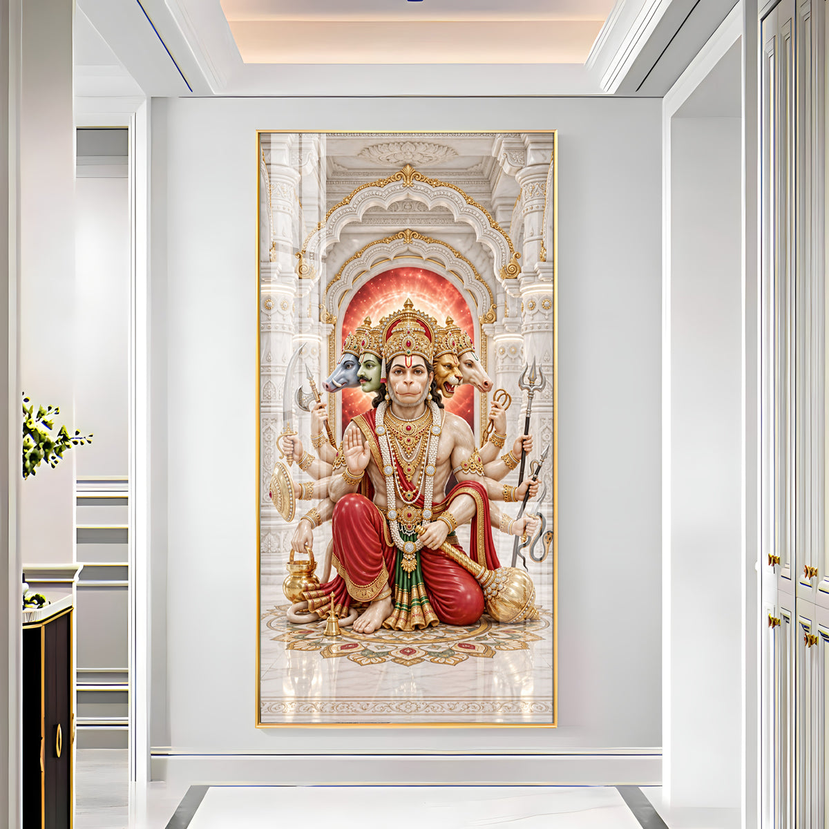 Panchmukhi Hanumanji Premium Acrylic Vertical Wall Art