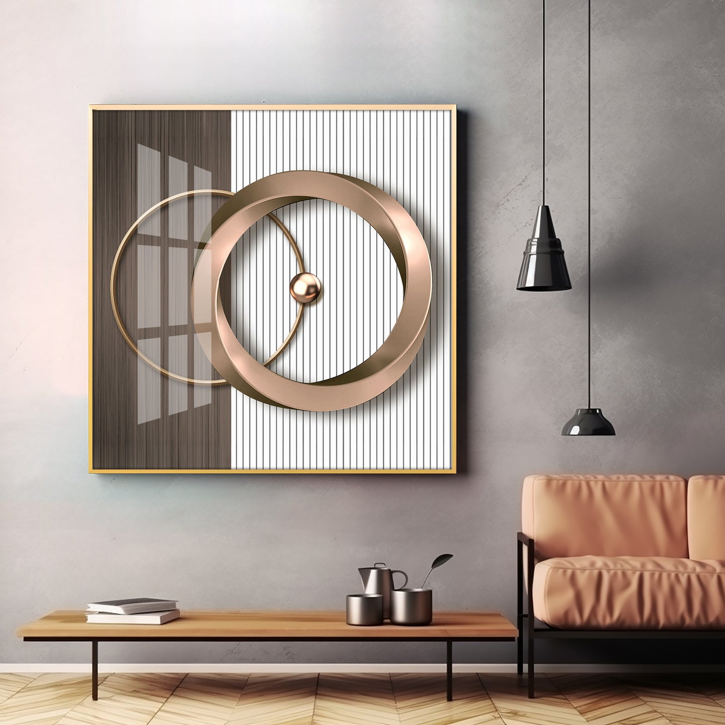 Modern Gold Geometric Premium Acrylic Square Wall Art