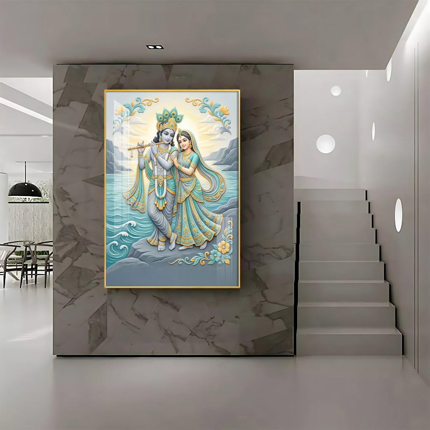 Radha Krishna Swaroop Premium Acrylic Vertical Wall Art