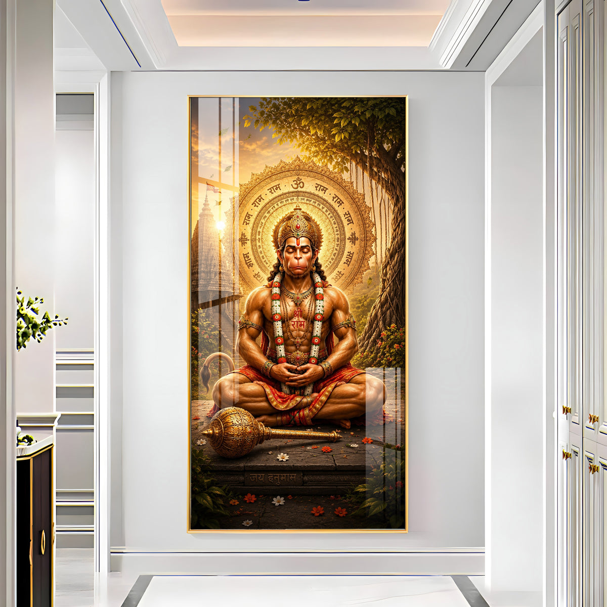 Divine Lord Hanuman's Premium Acrylic Vertical Wall Art