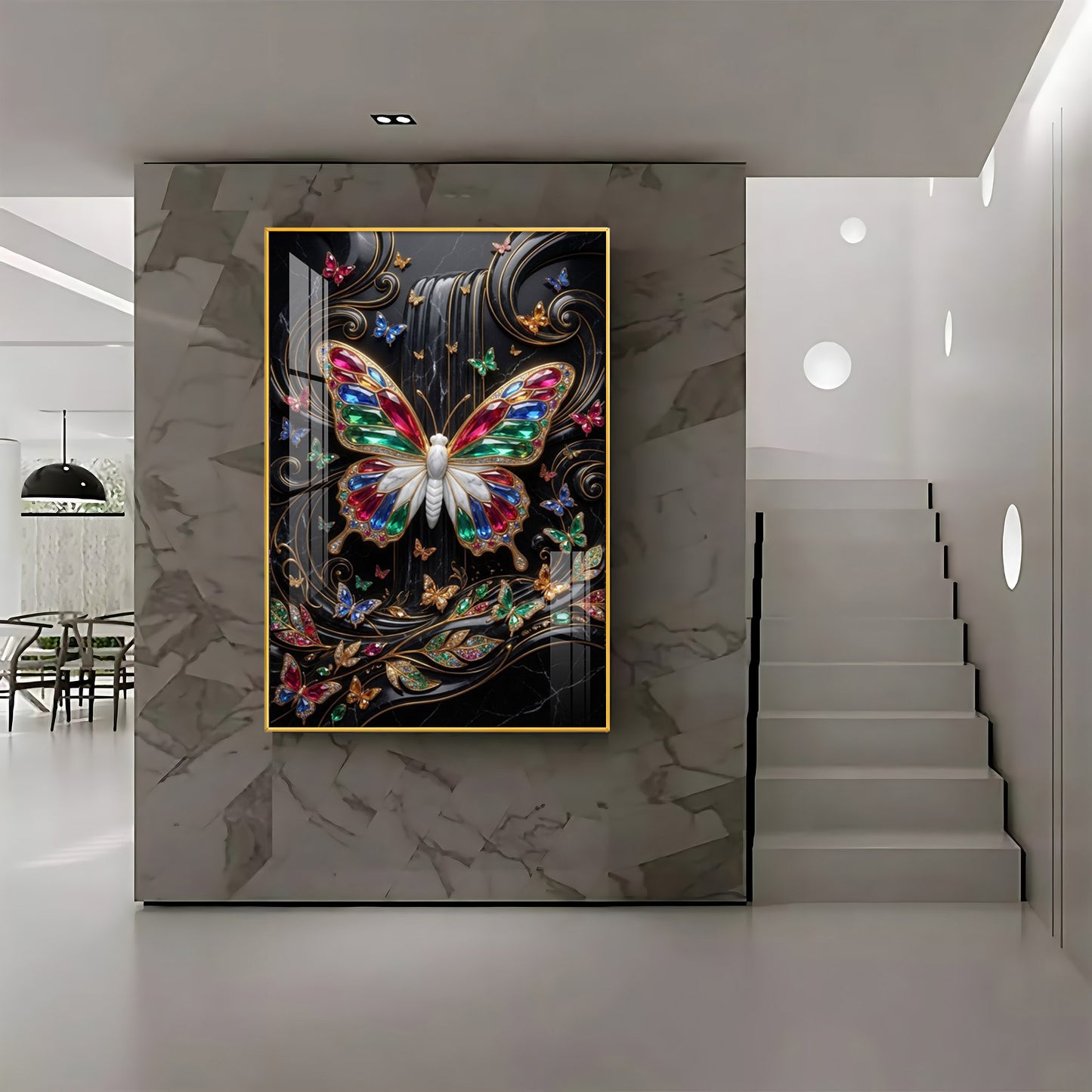 Colourful Butterflies Premium Acrylic Vertical Wall Art