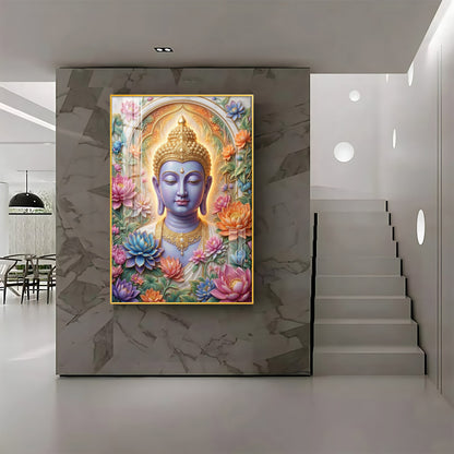 Depiction Of Lord Gautam Buddha Premium Acrylic Vertical Wall Art