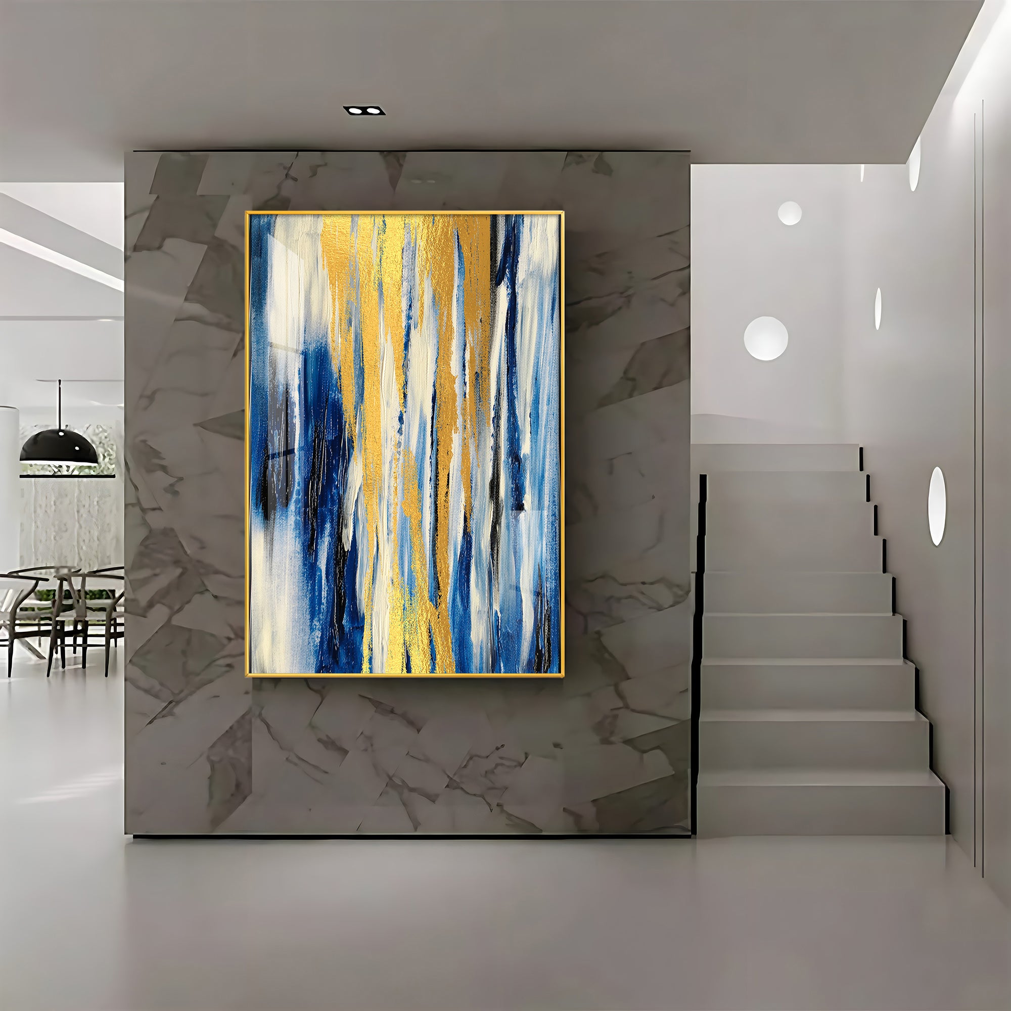 Radiant Blue Fusion Premium Acrylic Vertical Wall Art