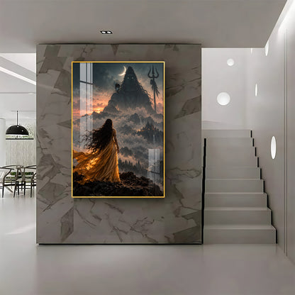 Parvati Looking At Shiva Premium Acrylic Vertical Wall Art