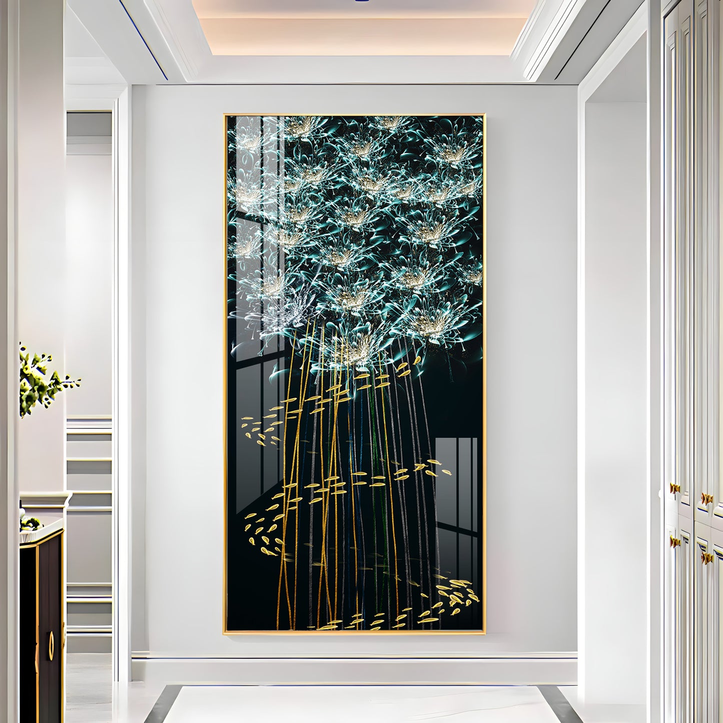 Fishes With Flowers Premium Acrylic Vertical Wall Art