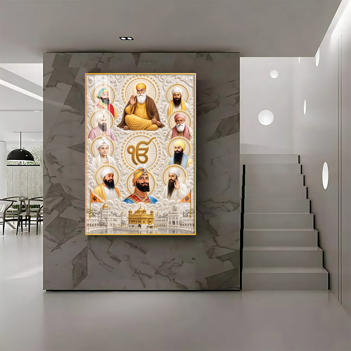 Ten Sikh Gurus Premium Acrylic Vertical Wall Art