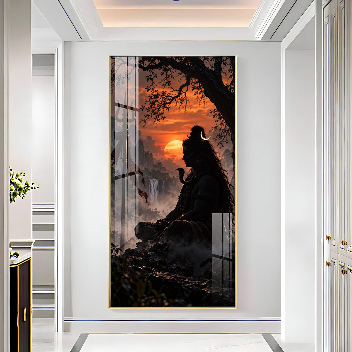 Divine Mahadev Peaceful Dhyan Pose Premium Acrylic Vertical Wall Art