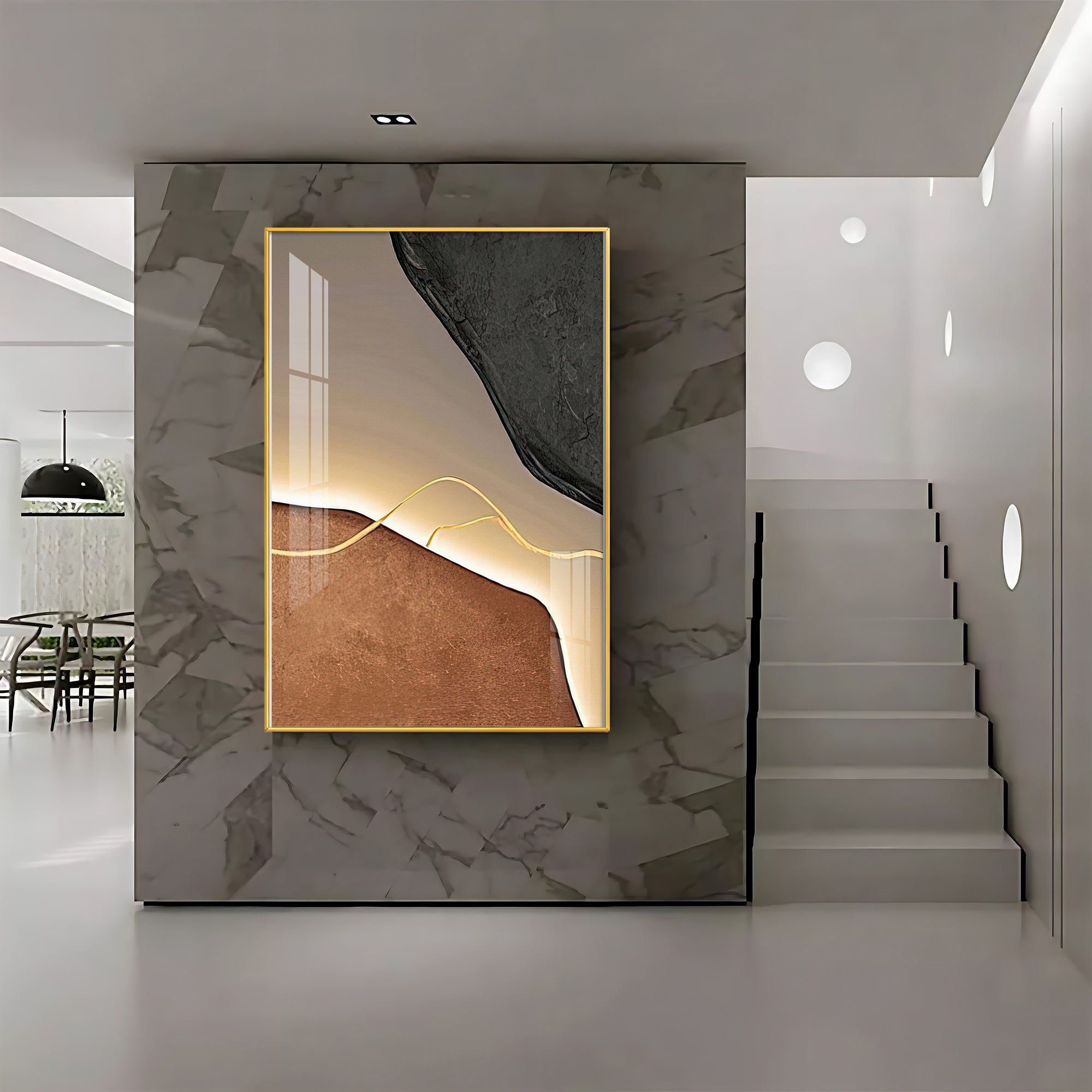 Gilded Lines Premium Acrylic Vertical Wall Art