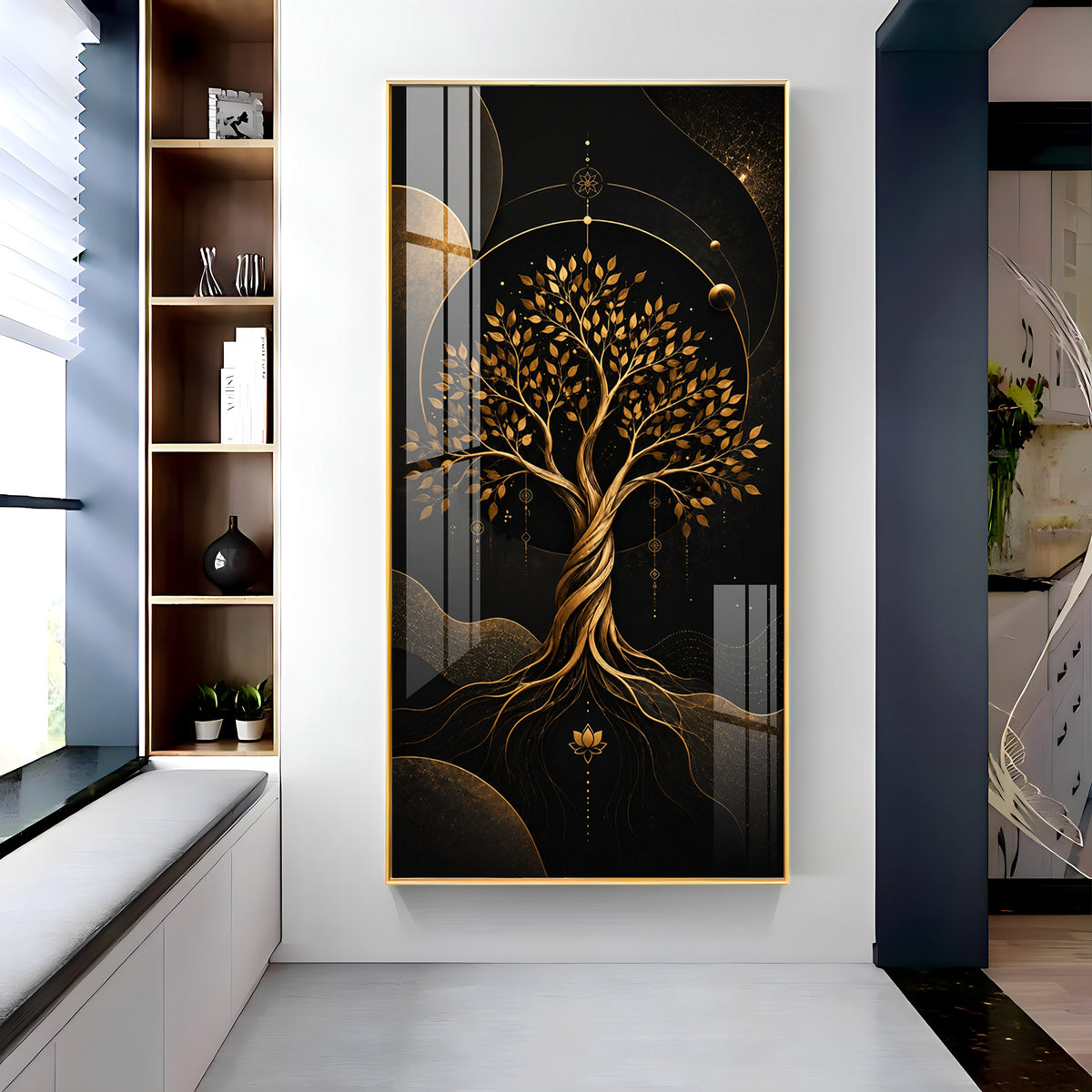 Modern Luxury Gold Tree Premium Acrylic Vertical Wall Art