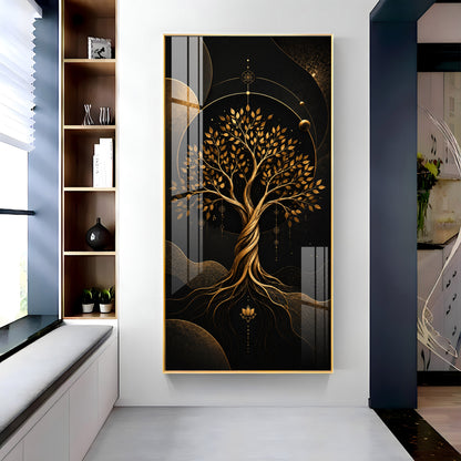 Modern Luxury Gold Tree Premium Acrylic Vertical Wall Art