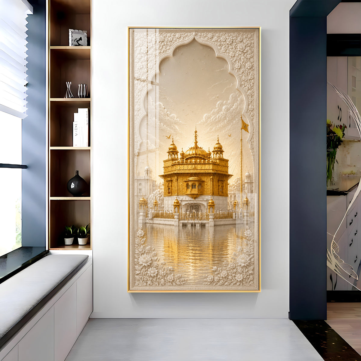 Divine Golden Temple Premium Acrylic Vertical Wall Art