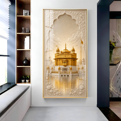 Divine Golden Temple Premium Acrylic Vertical Wall Art