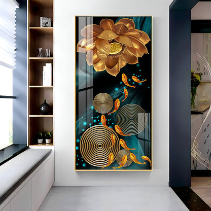 Golden Serenity Blossom Premium Acrylic Vertical Wall Art
