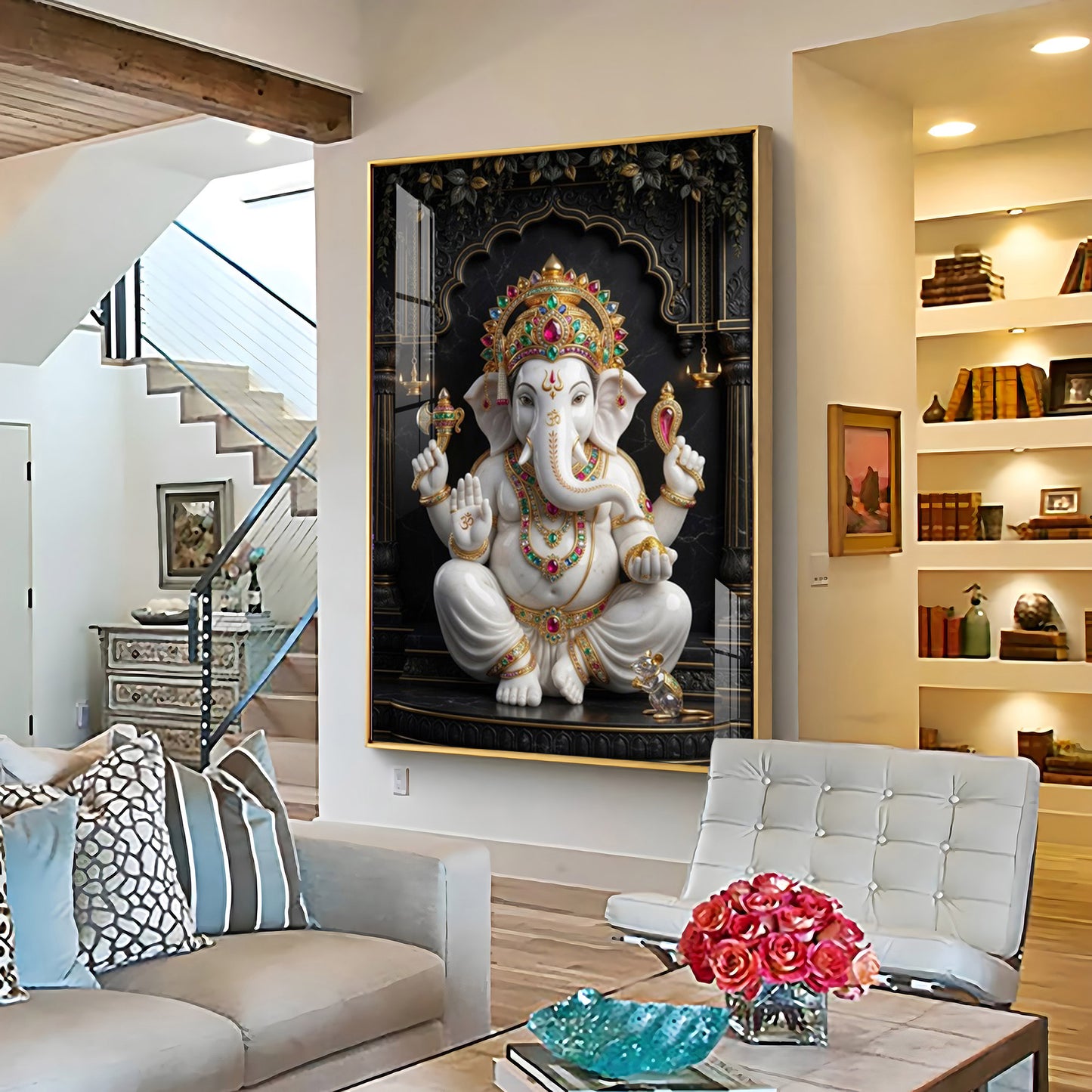 Hindu God Ganesh Ji Premium Acrylic Vertical Wall Art