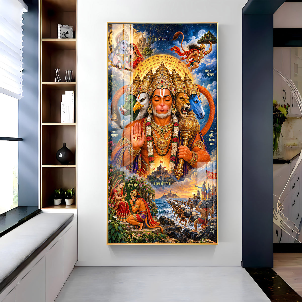 Divine Panchmukhi Hanuman Premium Acrylic Vertical Wall Art