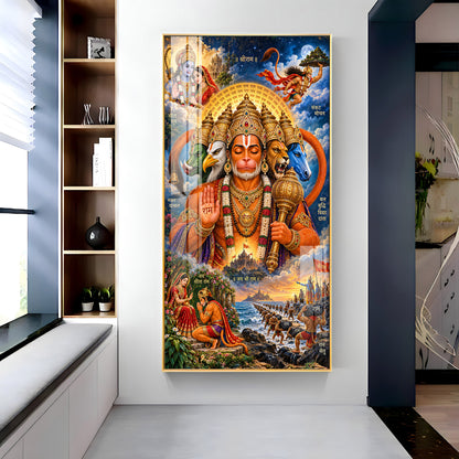 Divine Panchmukhi Hanuman Premium Acrylic Vertical Wall Art