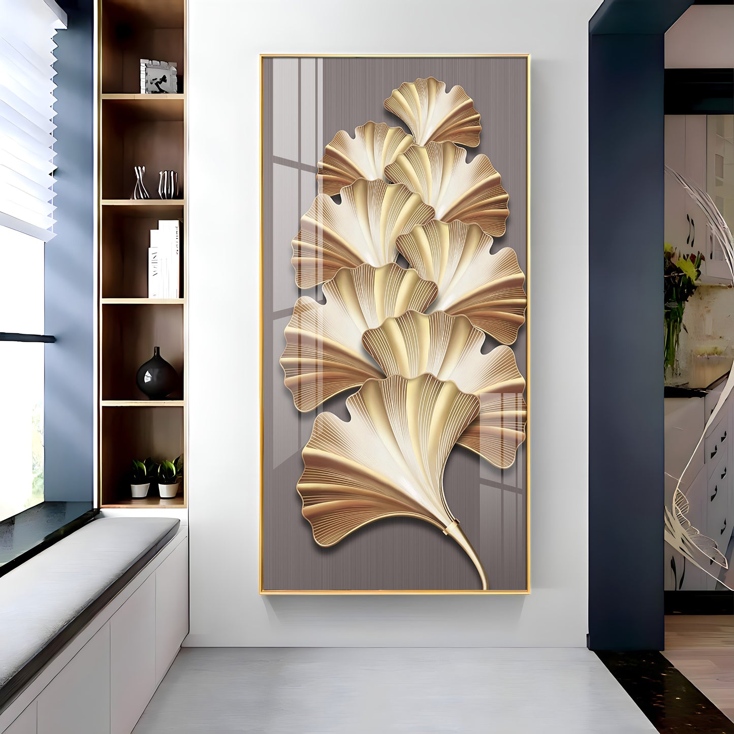 Golden Glow Premium Acrylic Vertical Wall Art