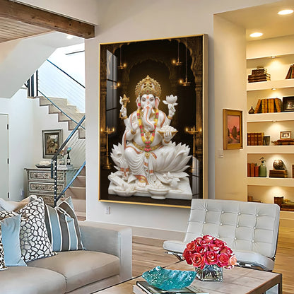 Divine Serenity Of Ganesh Ji Premium Acrylic Vertical Wall Art