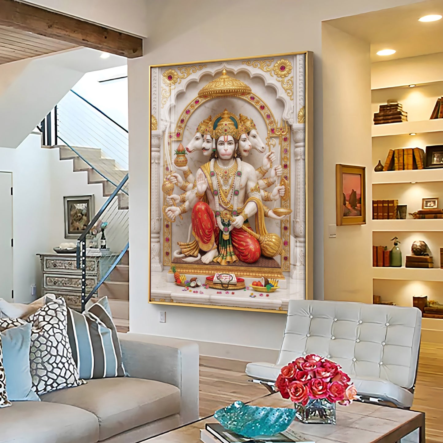 Peaceful Presence Of Hanuman Ji Premium Acrylic Vertical Wall Art