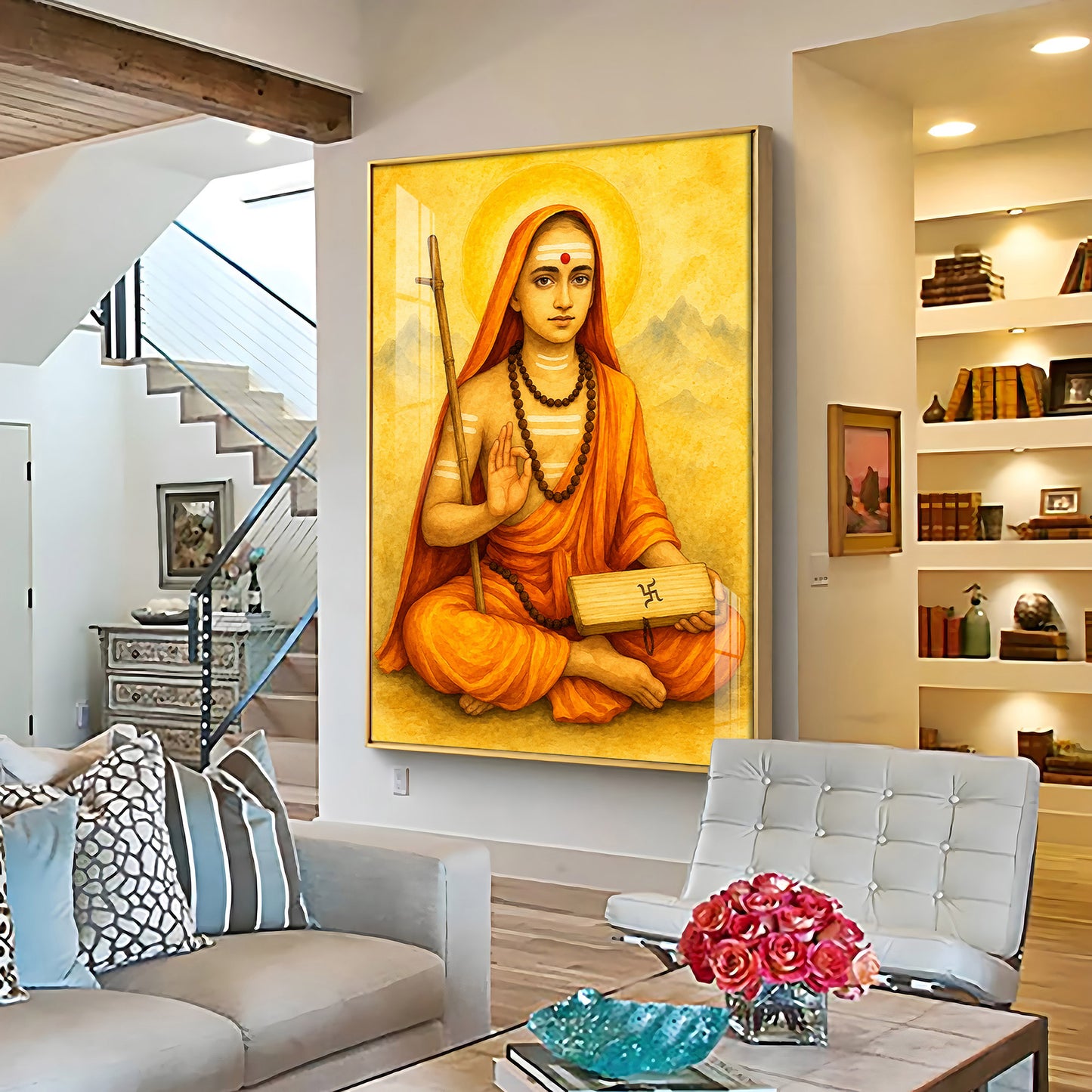 Shri Shankaracharya Ji Premium Acrylic Vertical Wall Art