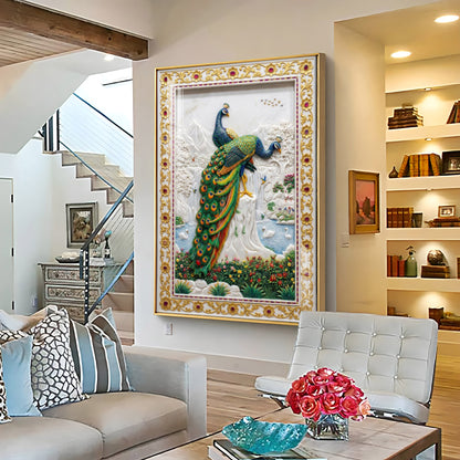 Beautiful Two Peacocks Premium Acrylic Vertical Wall Art