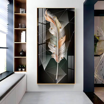 White Feather With Colors Effects Premium Acrylic Vertical Wall Art