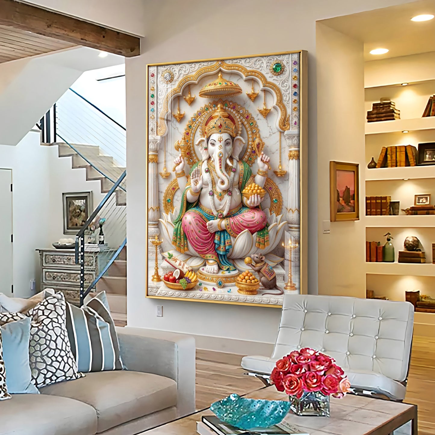 Radiance of Peace Ganesh Ji Premium Acrylic Vertical Wall Art