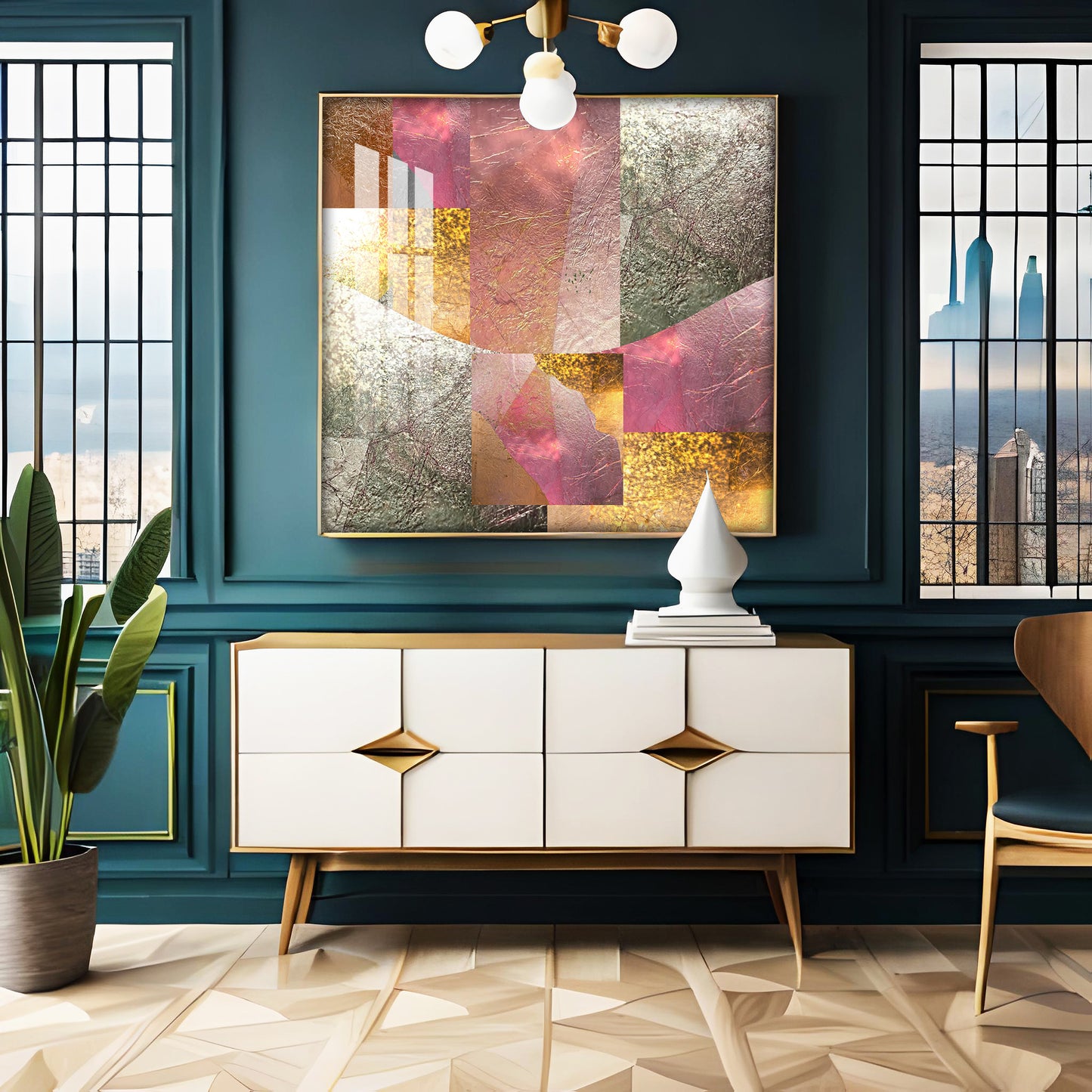 Gold Bronze Silver Patina Vintage Premium Acrylic Square Wall Art