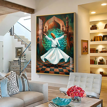 Modern Sufi Whirling Dervish Premium Acrylic Vertical Wall Art