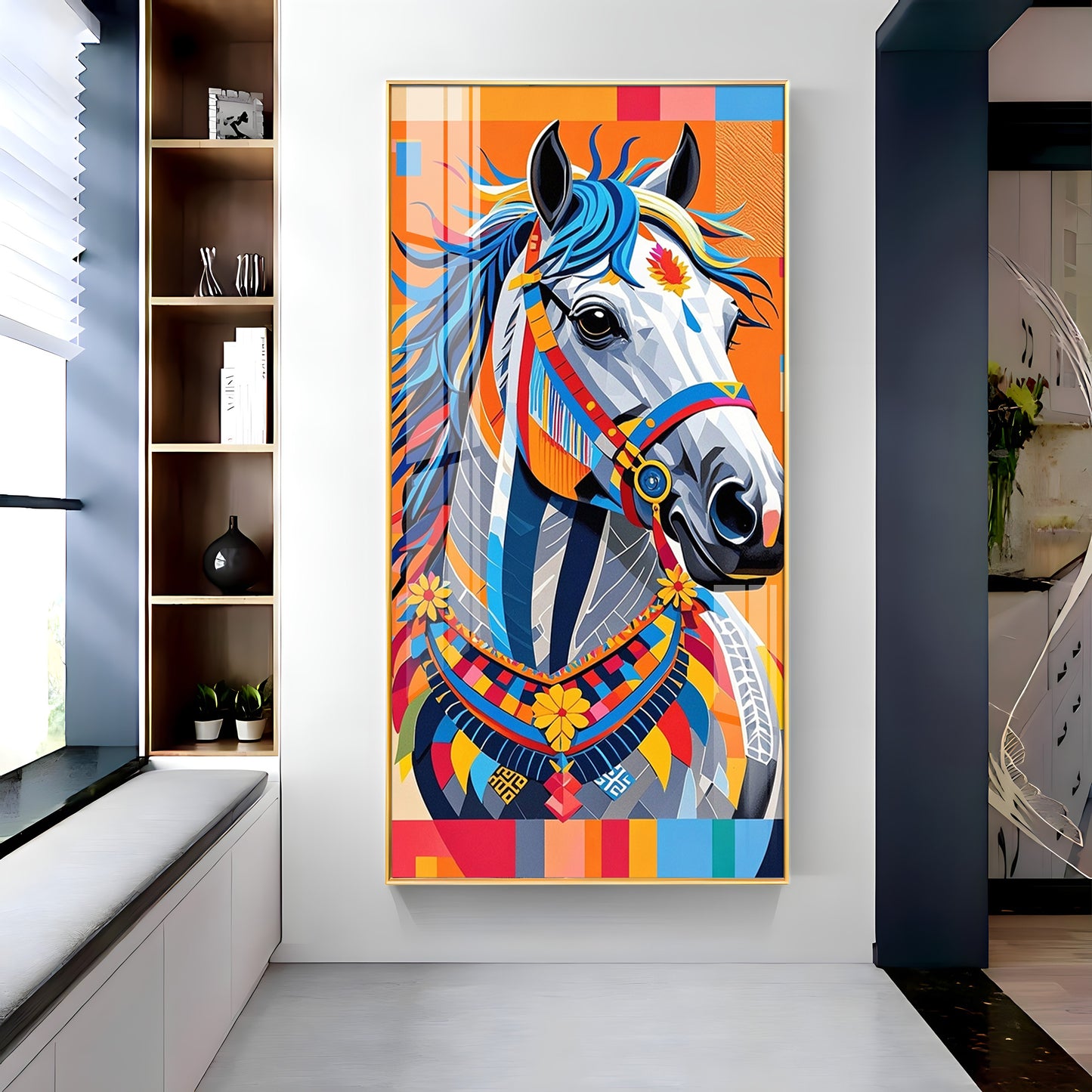 Multicolored Horse Premium Acrylic Vertical Wall Art
