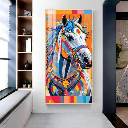 Multicolored Horse Premium Acrylic Vertical Wall Art