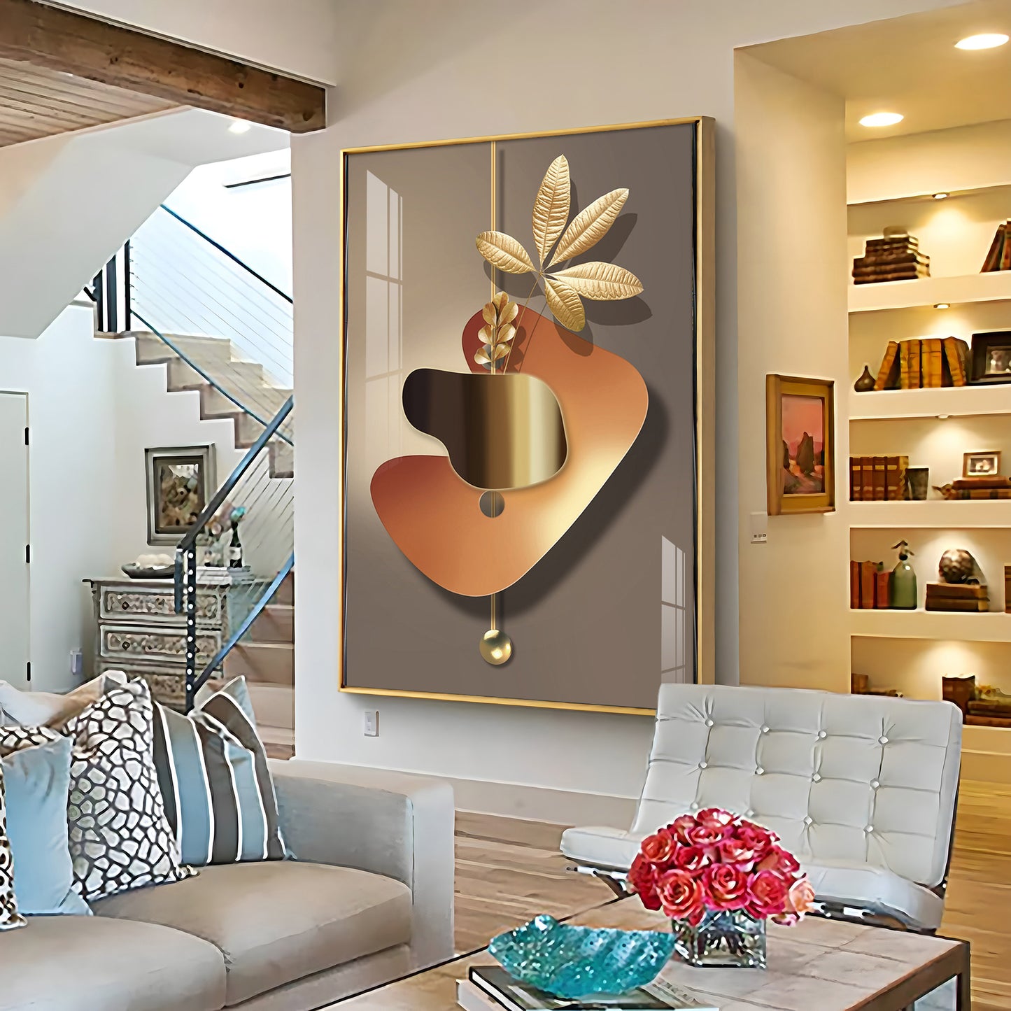 Golden Embrace Premium Acrylic Vertical Wall Art
